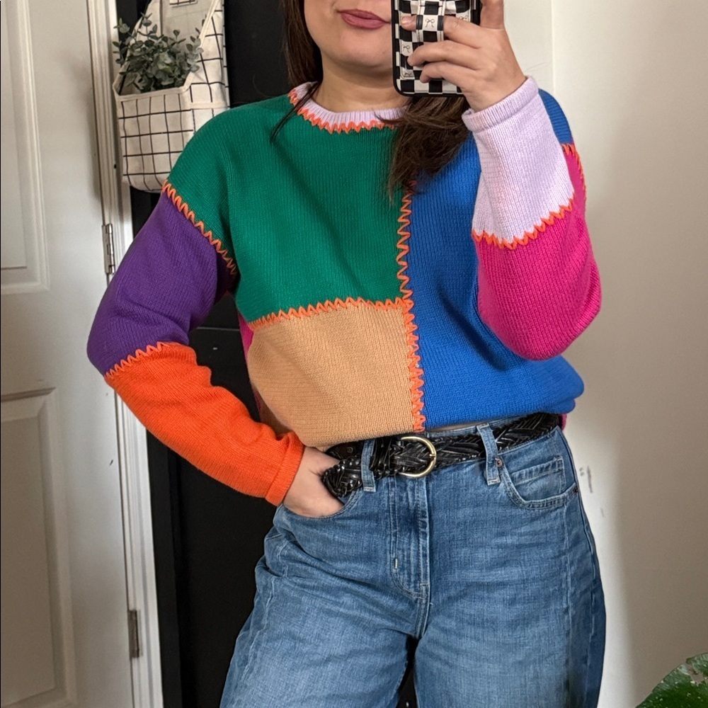 OLIVIA RUBIN Elise Colorblock Pullover Sweater. Size XS